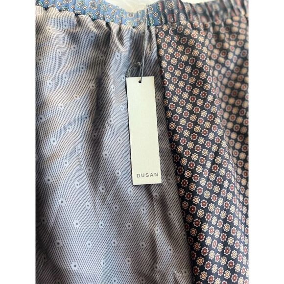 DUŠAN Italian 100% Silk Patchwork Flared Trousers In Blue Retails $832 - Picture 14 of 14